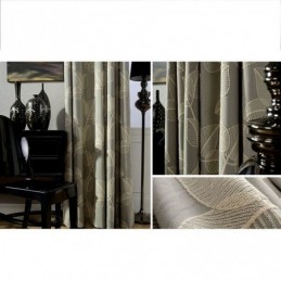 Cortina Opaca De Lino Y Algodón, Hecha A Medida, Con Hojas Nórdicas Bordadas Para Sala De Estar Y Dormitorio.