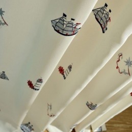 Cortina Opaca De Algodón Estilo Infantil, Hecha A Medida, Con Diseño De Faro De Vela Bordado
