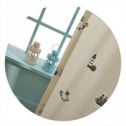 Cortina Opaca De Algodón Estilo Infantil, Hecha A Medida, Con Diseño De Faro De Vela Bordado