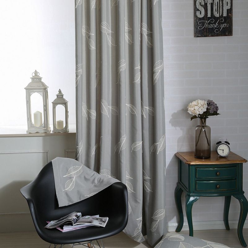 Cortina Opaca De Algodón Hecha A Medida, Cortina Nórdica Con Hojas Bordadas Para Sala De Estar Y Dormitorio