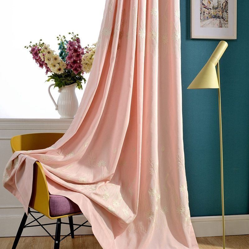 Cortina Opaca De Algodón Hecha A Medida, Con Diseño De Plantas Nórdicas Bordadas Para Sala De Estar Y Dormitorio.