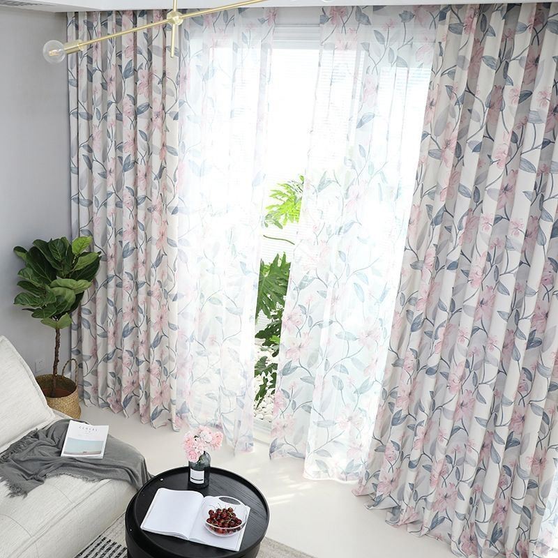 Cortina Opaca De Algodón Hecha A Medida, Estilo Nórdico, Con Estampado De Plantas Para Sala De Estar Y Dormitorio.