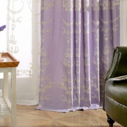 Cortina Opaca De Algodón Europeo Hecha A Medida Con Bordado De Flores