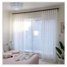 Cortina Transparente De Gasa Con Encaje Francés Y Flores, Hecha A Medida, Para Balcón, Sala De Estar
