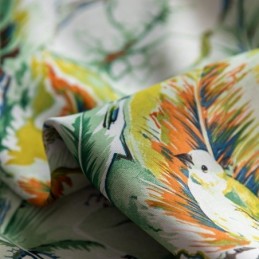 Cortina Hecha A Medida Con Hojas Pintadas Al Óleo Y Cortinas Opacas Con Estampado Americano.