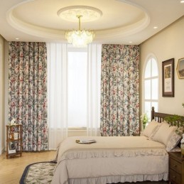 Cortinas Opacas De Polialgodón Americano Hechas A Medida Con Estampado De Plantas