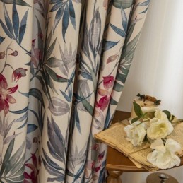 Cortinas Opacas De Polialgodón Americano Hechas A Medida Con Estampado De Plantas