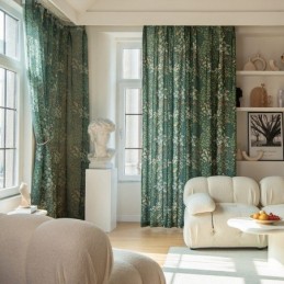 Cortina De Polialgodón Americano, Hecha A Medida, Con Estampado De Plantas, Semiopaca.