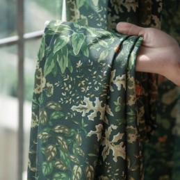 Cortina De Polialgodón Americano, Hecha A Medida, Con Estampado De Plantas, Semiopaca.