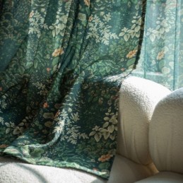 Cortina De Polialgodón Americano, Hecha A Medida, Con Estampado De Plantas, Semiopaca.