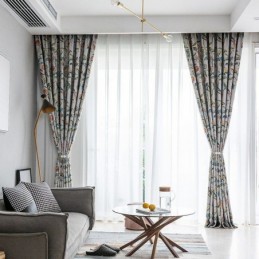 Cortinas Estampadas De Plantas Y Pájaros Americanos Opacas