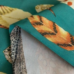 Cortina De Polialgodón Hecha A Medida Con Estampado De Plumas, Estilo Americano, Semiopaca