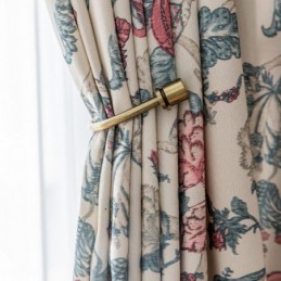 Cortina De Polialgodón Hecha A Medida Con Estampado De Flores Americanas Y Cortinas Opacas