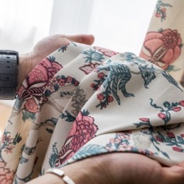 Cortina De Polialgodón Hecha A Medida Con Estampado De Flores Americanas Y Cortinas Opacas