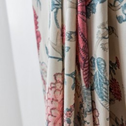 Cortina De Polialgodón Hecha A Medida Con Estampado De Flores Americanas Y Cortinas Opacas