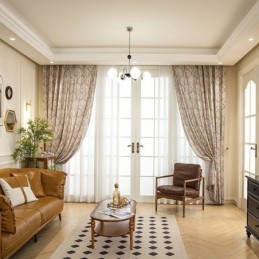 Cortinas Opacas Estampadas De Polialgodón Con Diseño Vintage Americano