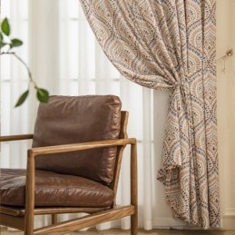 Cortinas Opacas Estampadas De Polialgodón Con Diseño Vintage Americano