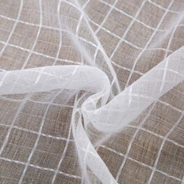 Cortina Nórdica Sencilla Transparente, Hecha A Medida, Con Cuadros Blancos, Tela Jacquard Para Sala De Estar Y Dormitorio.