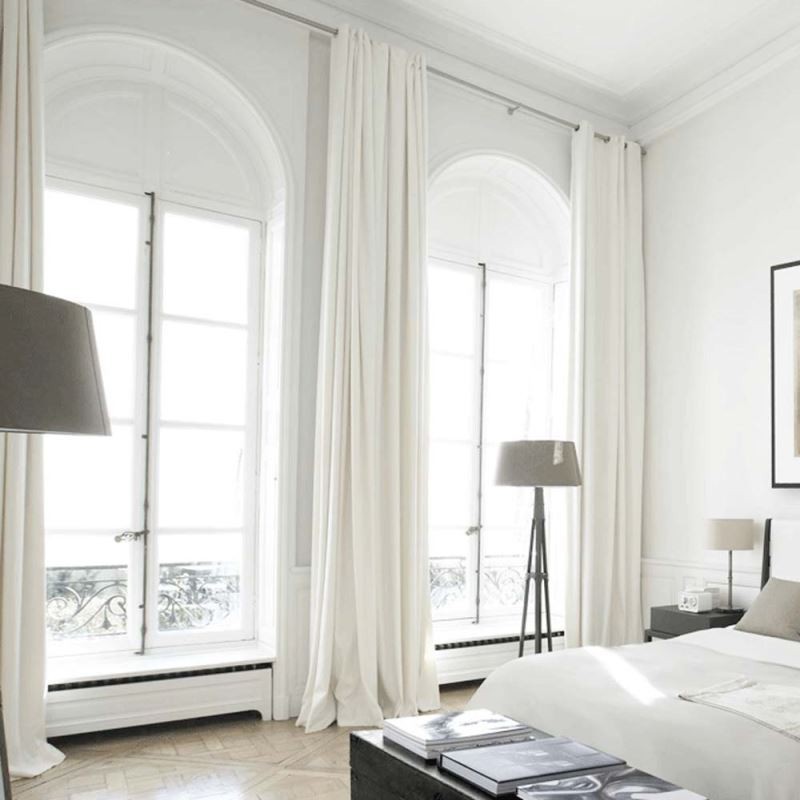 Cortina Semiopaca Sencilla, Hecha A Medida, Color Blanco Liso, Para Sala De Estar
