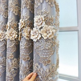 Cortinas Opacas De Estilo Europeo Con Bordado Floral Y Transparencias Integradas