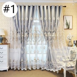 Cortinas Opacas De Estilo Europeo Con Bordado Floral Y Transparencias Integradas