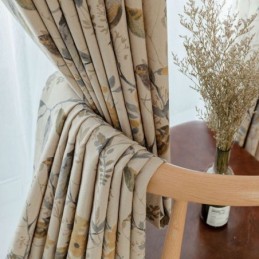 Cortina Opaca De Lino Nórdico, Hecha A Medida, Con Estampado De Plantas Para Sala De Estar Y Dormitorio.