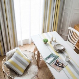 Cortina Jacquard Moderna Nórdica, Hecha A Medida, Con Rayas En Contraste, Para Sala De Estar, Dormitorio Y Estudio.