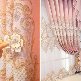 Cortina Opaca De Chenilla Hecha A Medida, Estilo Europeo, Con Bordado Floral Para Sala De Estar Y Dormitorio.