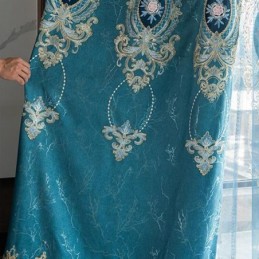 Cortina Opaca Hecha A Medida Con Bordado De Flores Europeas Para Sala De Estar Y Dormitorio