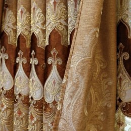 Cortina Opaca De Chenilla, Hecha A Medida, Con Bordado De Flores Europeas Para Sala De Estar Y Dormitorio.