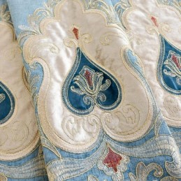 Cortina Opaca De Chenilla, Hecha A Medida, Con Bordado De Flores Europeas Para Sala De Estar Y Dormitorio.