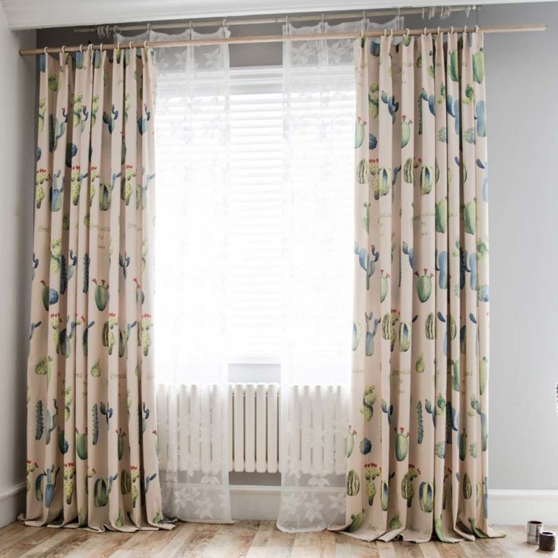 Cortina Con Estampado De Cactus Creativo, Hecha A Medida, Semiopaca, Cromática, Para Sala De Estar, Dormitorio, Tela Infantil
