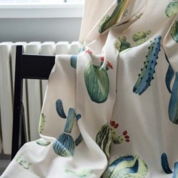 Cortina Con Estampado De Cactus Creativo, Hecha A Medida, Semiopaca, Cromática, Para Sala De Estar, Dormitorio, Tela Infantil