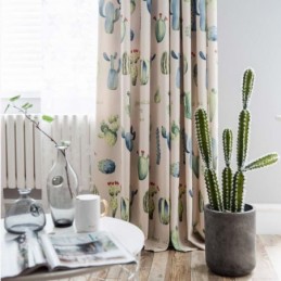 Cortina Con Estampado De Cactus Creativo, Hecha A Medida, Semiopaca, Cromática, Para Sala De Estar, Dormitorio, Tela Infantil