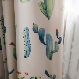 Cortina Con Estampado De Cactus Creativo, Hecha A Medida, Semiopaca, Cromática, Para Sala De Estar, Dormitorio, Tela Infantil