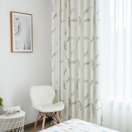 Cortinas Opacas Con Estampado De Plumas Nórdicas Para Sala De Estar Y Dormitorio