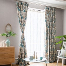 Cortinas Opacas Nórdicas Con Estampado De Plantas De Algodón Para Sala De Estar Y Dormitorio