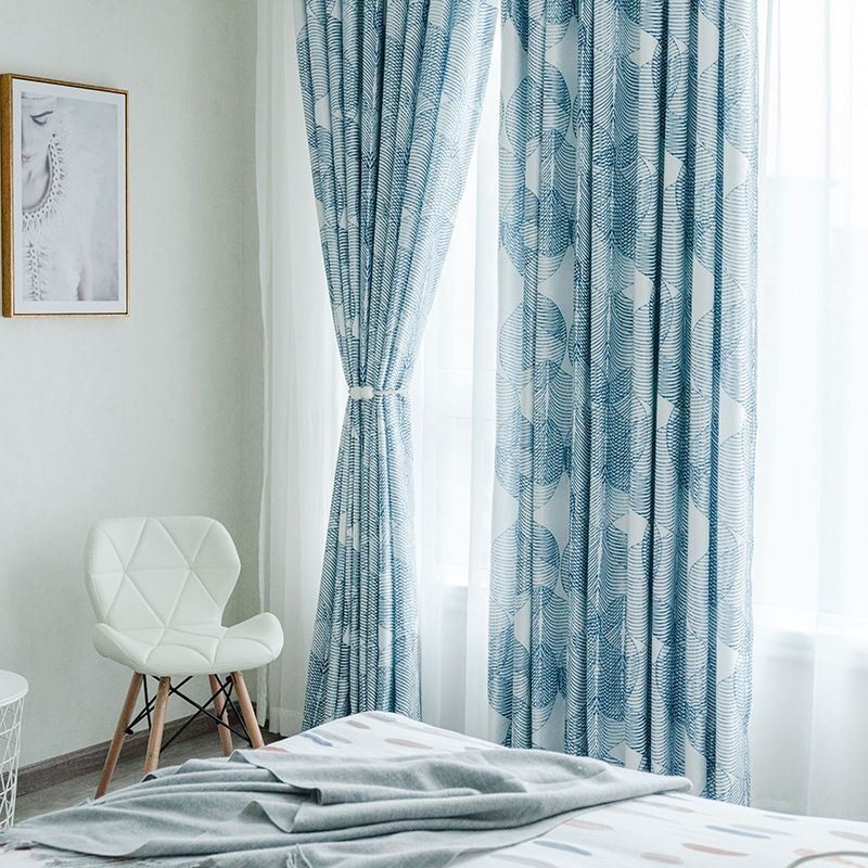 Cortina Opaca Nórdica Hecha A Medida Con Estampado De Hojas Para Sala De Estar Y Dormitorio