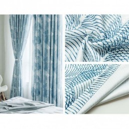Cortina Opaca Nórdica Hecha A Medida Con Estampado De Hojas Para Sala De Estar Y Dormitorio