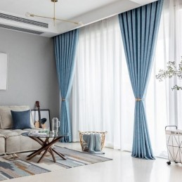 Cortina Opaca Nórdica Hecha A Medida Para Sala De Estar, Dormitorio, Con Estampado De Hojas.