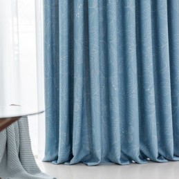 Cortina Opaca Nórdica Hecha A Medida Para Sala De Estar, Dormitorio, Con Estampado De Hojas.