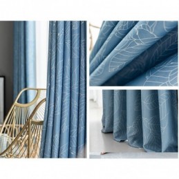 Cortina Opaca Nórdica Hecha A Medida Para Sala De Estar, Dormitorio, Con Estampado De Hojas.