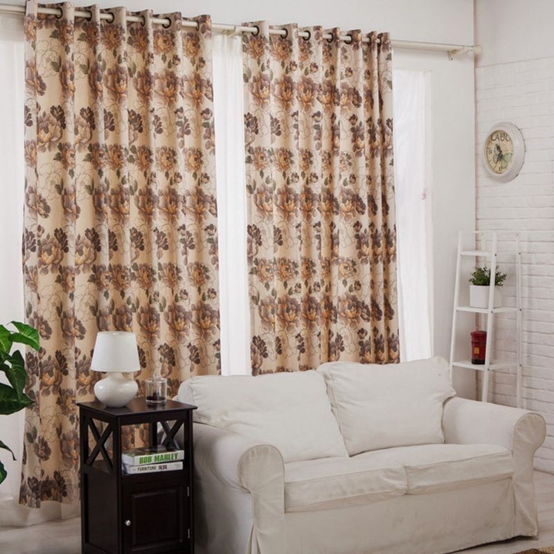 Cortinas Opacas Estilo Americano De Algodón Con Estampado Floral Para Ventana