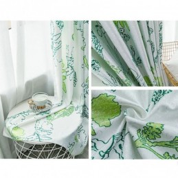 Cortina Opaca Con Estampado Nórdico De Hojas, Hecha A Medida Para Sala De Estar Y Dormitorio.