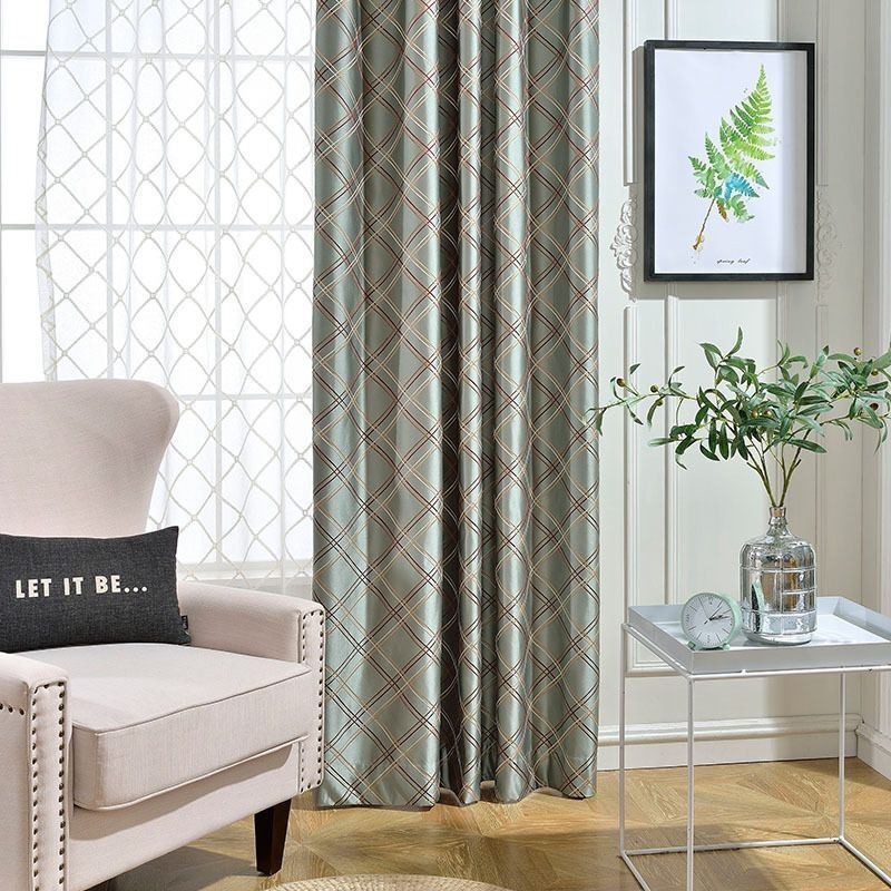 Cortina Opaca Nórdica Hecha A Medida Con Rombos Jacquard Para Sala De Estar Y Dormitorio