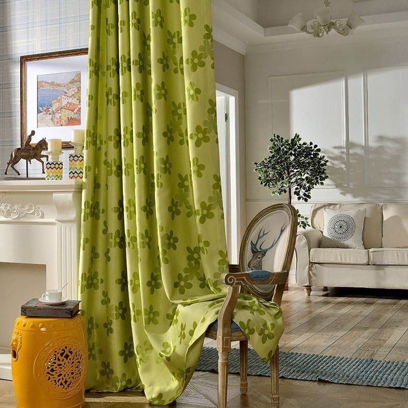Cortina Opaca Hecha A Medida Con Diseño De Flores Nórdicas De Jacquard Para Sala De Estar Y Dormitorio.
