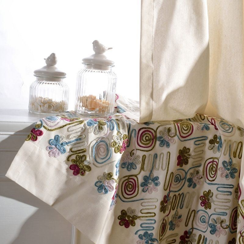 Cortinas Opacas De Estilo Nórdico De Polialgodón Bordadas Para Sala De Estar Y Dormitorio