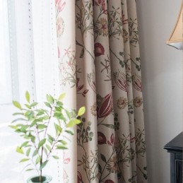 Cortina Opaca Nórdica De Lino Y Algodón, Hecha A Medida, Con Estampado De Plantas Para Sala De Estar Y Dormitorio.