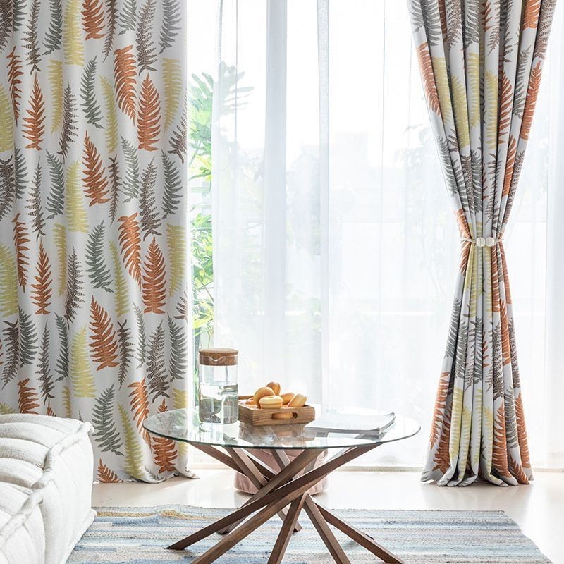Cortinas Opacas Nórdicas Con Estampado De Hojas De Helecho Para Sala De Estar Y Dormitorio