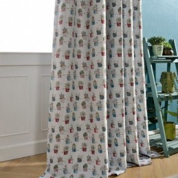 Cortina Opaca Nórdica Hecha A Medida Con Estampado De Plantas En Maceta Para Sala De Estar Y Dormitorio